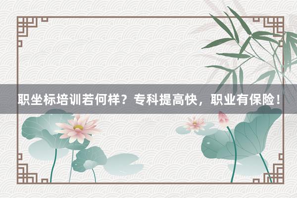 职坐标培训若何样？专科提高快，职业有保险！